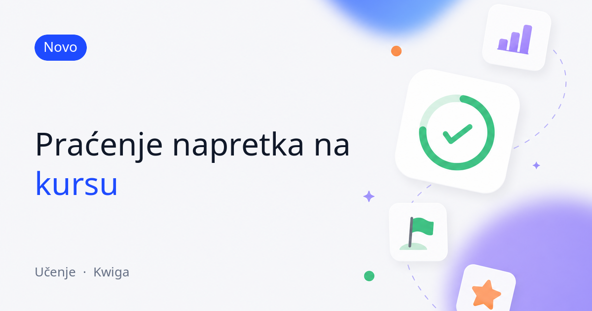 Napredak na kursu: procenat pregledanog medija i oznake na svakom odeljku
