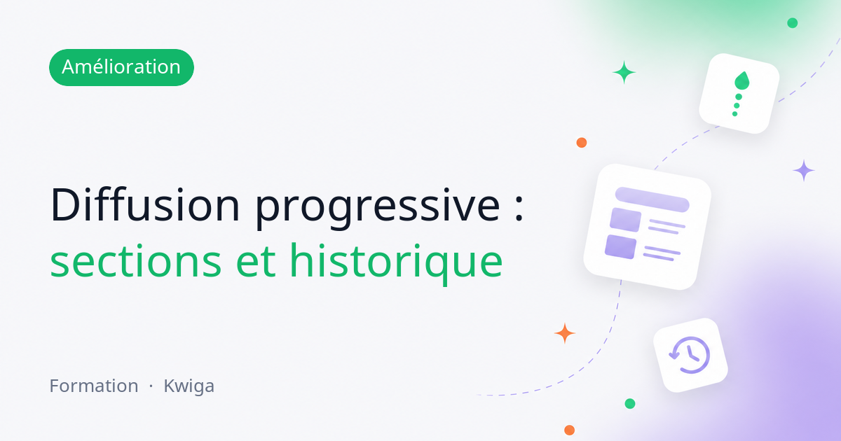 Diffusion progressive : délais au niveau des sections, héritage clair et historique des modifications