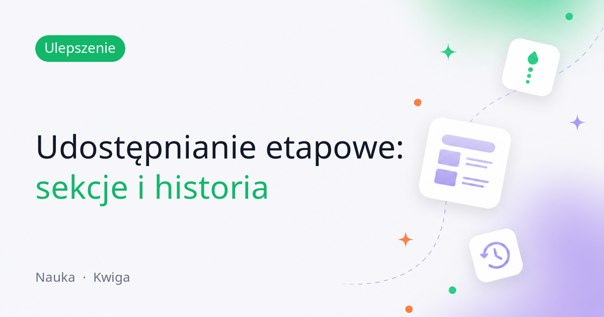 Udostępnianie etapowe: opóźnienia na poziomie sekcji, jasne dziedziczenie i historia zmian
